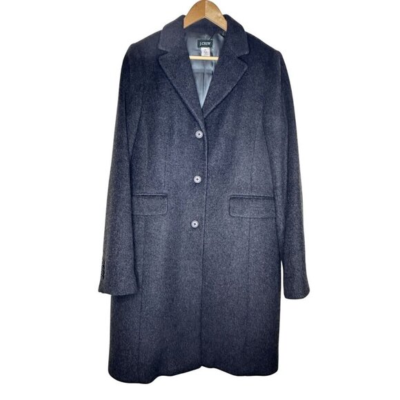 J.Crew Coat Womens Size 10 Gray Tall Long Wool Cashmere Blend Lined - Picture 1 of 11